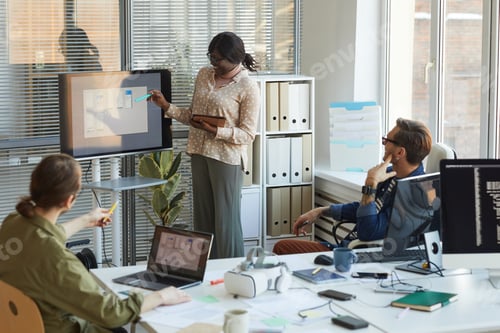 Preview: African American Woman Giving Presentation at IT Developers Meeting