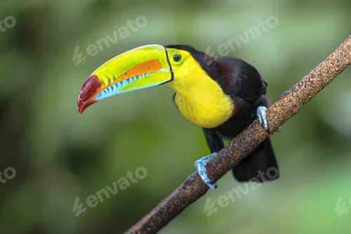 Preview: Keel Billed Toucan or Rainbow Billed Toucan in Rainforest