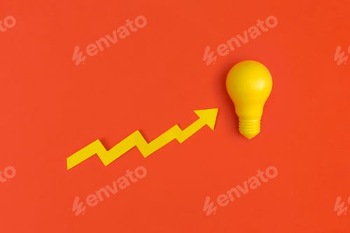Preview: Business growth concept. Financial report with graphs and arrow.