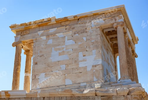 Preview: Erechtheion temple showing caryatids porch on acropolis hill in athens