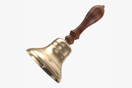 Preview: Vintage Brass Hand Bell with Wooden Handle