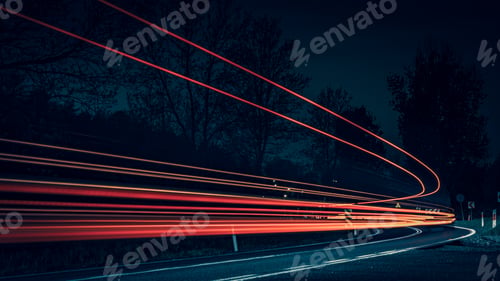 Preview: abstract red car lights at night. long exposure