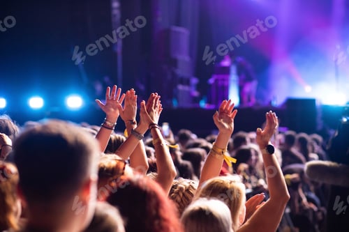 Preview: crowd partying stage lights live concert summer music festival