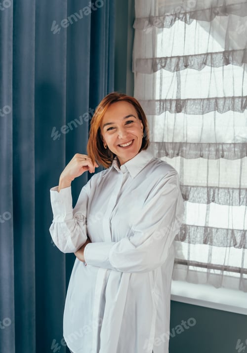 Preview: Portrait of mature beautiful woman. Beautiful serious business woman.