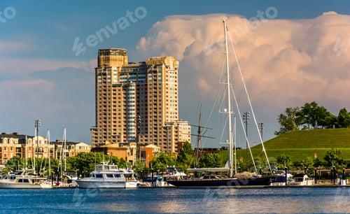 Preview: Thunderstorm Clouds Over Federal Hill And The Inner Harbor Of Baltimore, Maryland.