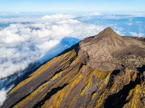 Preview: Top and Crater of Mount Pico. Pico Island, Azores. Portugal. Aerial View