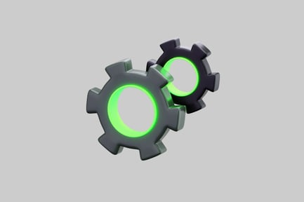 Preview: Neon Green Glowing 3D Gears Icon