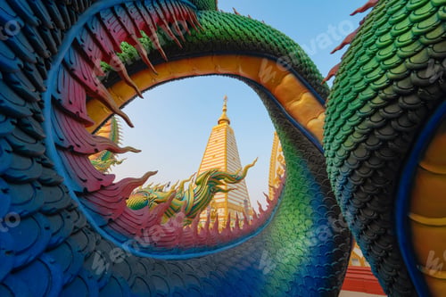 Preview: Temple in Thailand. Thai architecture building. Famous tourist attraction landmark.
