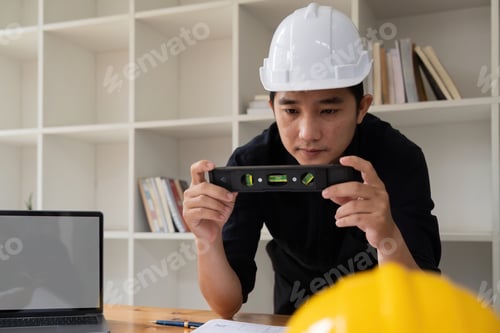 Preview: Engineer working on construction level planning Concept
