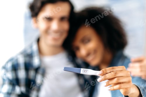 Preview: Expecting for a baby. Parenthood, baby expecting, positive pregnancy test concept