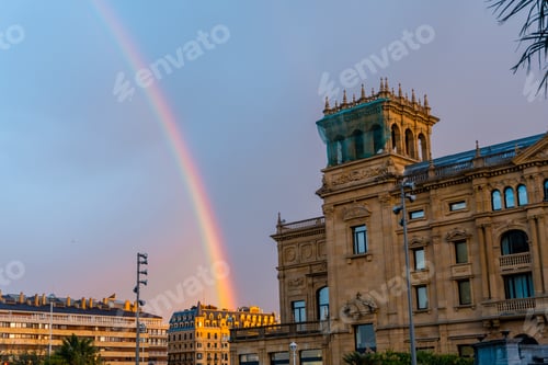 Preview: Rainbow in the beautiful city of San Sebastian, in the province of Gipuzkoa in the Basque Country