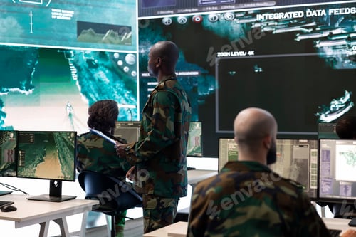 Preview: Military personnel undertaking a secret service operation with real time data