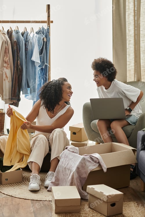 Preview: LGBT Couple Upcycling Clothes Together at Home on a Sunny Afternoon