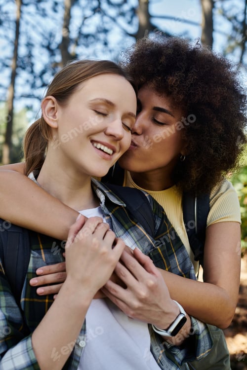 Preview: Multicultural couples forest embrace