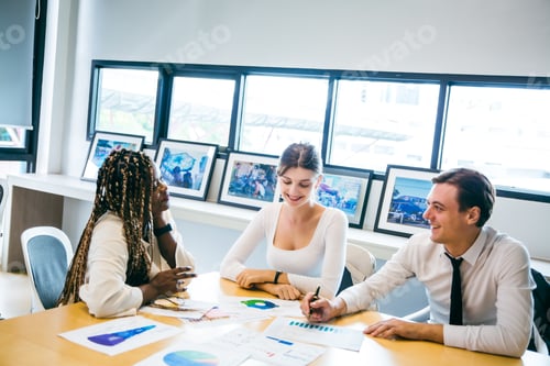 Preview: Group of marketing professionals having a meeting. Creative business team brainstorming