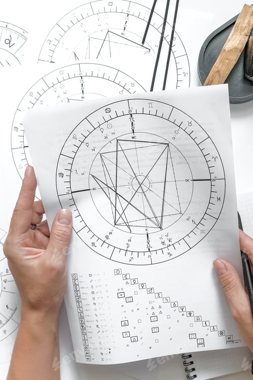 Preview: Astrology. Astrologer calculates natal chart and makes a forecast of fate Tarot cards, Fortune telli