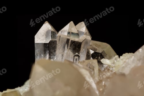 Preview: Macro mineral stone Prehnite quartz on a black background