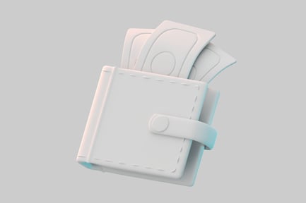 Preview: Simple white wallet and cash