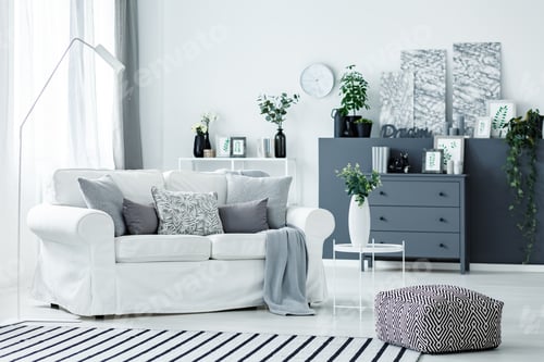 Preview: White sofa and grey accents