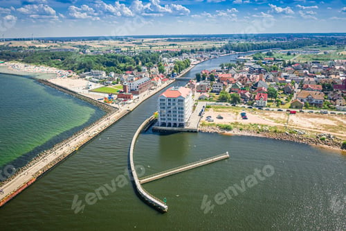 Preview: Aerial view of port in Darlowek on Baltic Sea