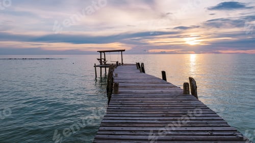 Preview: Koh Kood tropical Island in the province of Trat Thailand, wooden pier during sunset