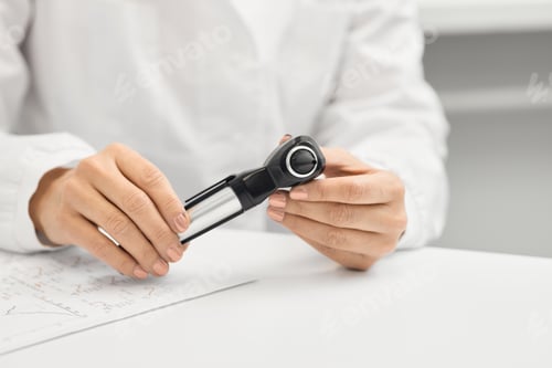 Preview: Audiologist consultation, deafness treatment. ENT doctor with otoscope in hands