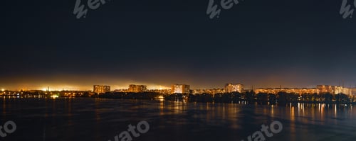 Preview: Big Dnieper river in the huge night bright city of Dnipropetrovsk in Ukraine