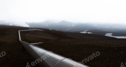 Preview: Iceland landscape with pipes in mountains