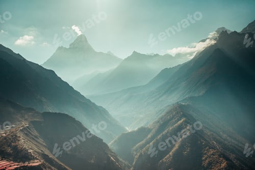 Preview: Panorama the Himalayas and the canyons. Nepal
