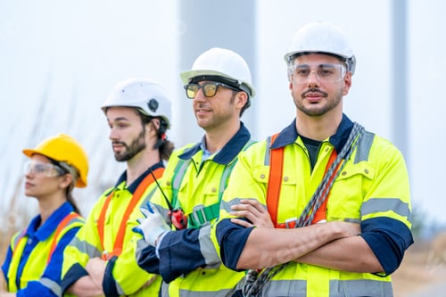Preview: Engineer with technician are inspection work in wind turbine farms.