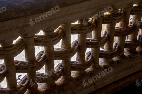 Preview: Closeup of a decorative concrete wall in New Cathedral at Salamanca, Spain