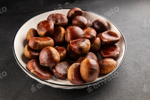 Preview: Edible chestnuts delicious treat tasty snack fresh gourmet food background on table food