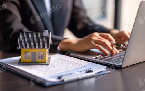 Preview: Real estate broker agent presenting and consult to customer to decision making sign insurance form a