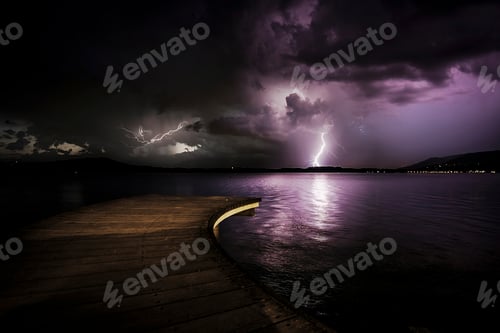 Preview: Italy, thunderstorm at a lake at night