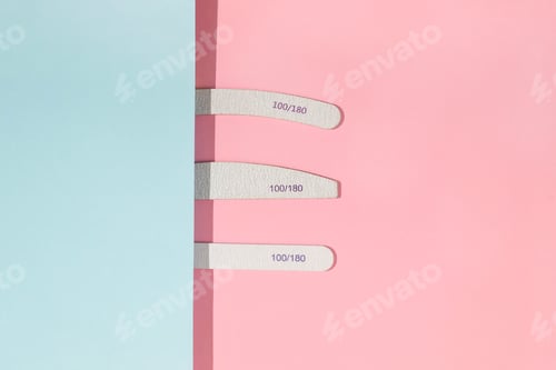 Preview: Set of gray nail files of different shapes and different stiffness.