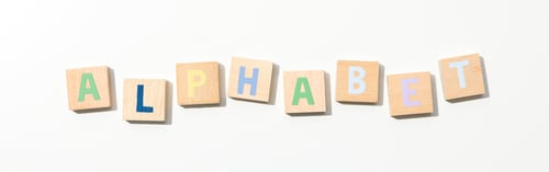 Preview: Alphabet from three-dimensional letters, top view.