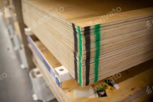 Preview: Plywood of different sizes in the store shelf