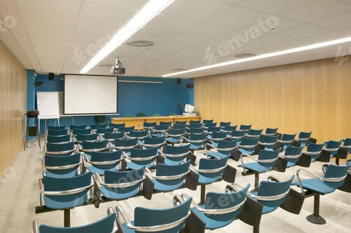 Preview: Empty Auditorium with Rows of Seats and Screen