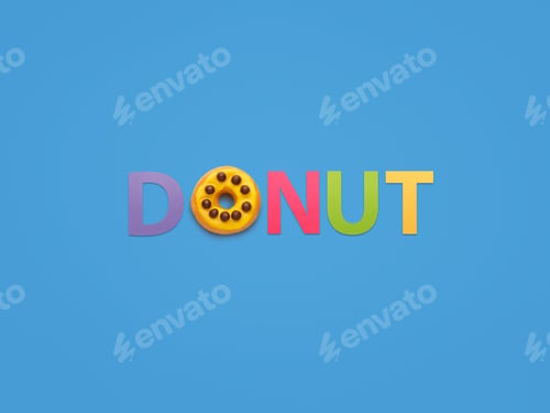 Preview: Colorful letters making word Donut