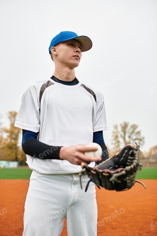 Preview: Confident teenager prepares for baseball game on vibrant field in autumn afternoon