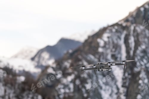 Preview: Drone quadcopter with digital camera in flight