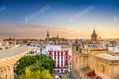 Preview: Seville, Spain Old Quarter Skyline.