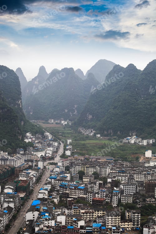 Preview: yangshuo county with karst landform