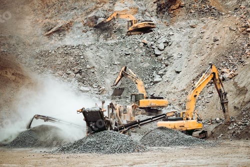 Preview: Heavy duty machinery working on quarry