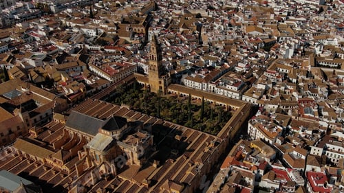 Preview: Aerial view of Mosque Cathedral of Cordoba, Roman bridge, Andalusia, Spain