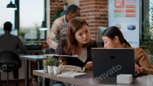 Preview: Business women brainstorming ideas to plan growth analysis