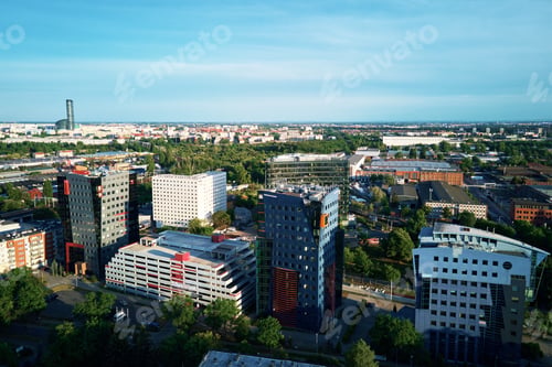 Preview: Wroclaw city panorama, aerial view.