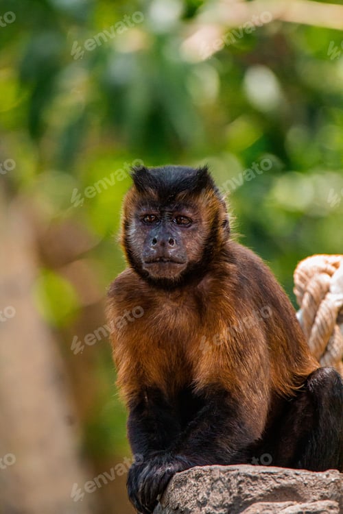 Preview: Vertical shot of a Black capuchin monkey