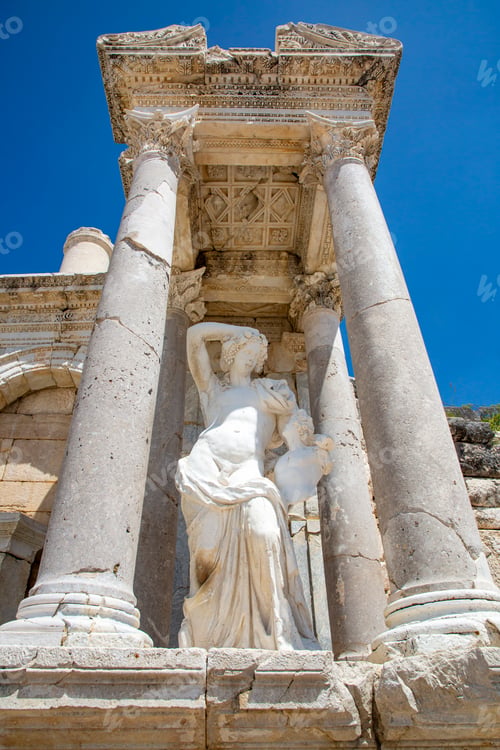 Preview: Burdur - Turkey, June 27, 2023, Antoninus Fountain of Sagalassos in Burdur, Turkey.