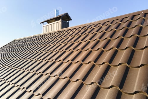 Preview: Closeup of house roof top covered with metallic shingles